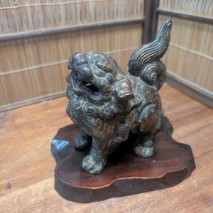 Rare 1920s Japanese Shishi Koro – Antique Incense Burner | Heavy Forged Steel 1.8kg | Guardian Lion Statue | Japan Gov Auction N20