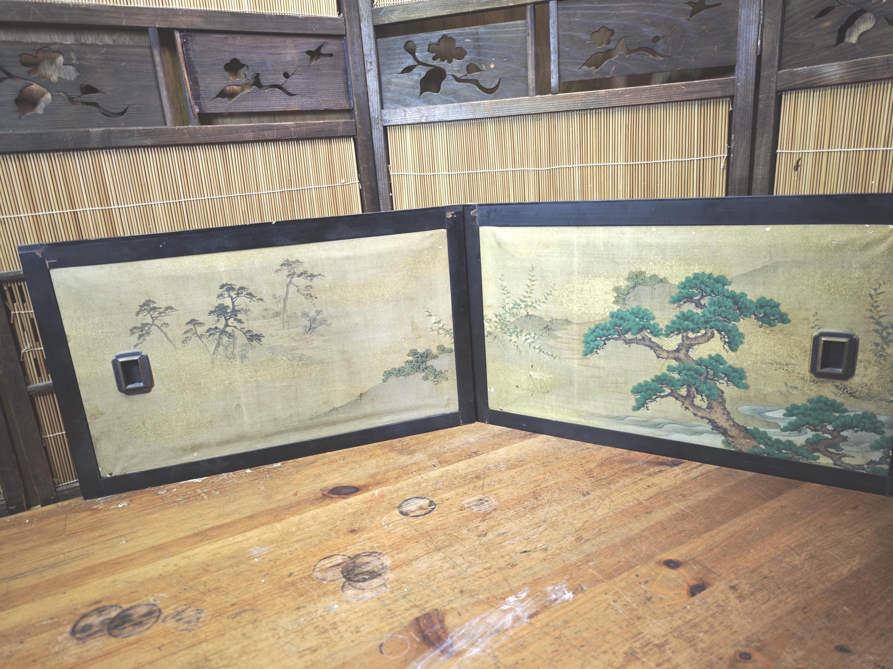アンティークスクリーン Antique Painted Japanese Screens - Etsy