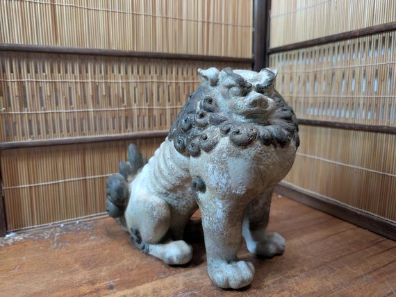 非常に希少な1800年代の日本のアンティーク狛犬シーサー守護獅子像