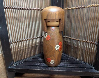 Vintage Japanese Kokeshi Doll Signed Miyajima Large Handmade Wood Girl UU8