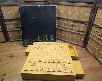 Vintage Japanese Shogi Set 1970s Complete Board Game Japan Chess Kanji Pieces C297