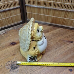 Japanese Vintage Tanuki Shigaraki Ware Pottery Raccoon Dog Statue Japan Auction UU5 image 9