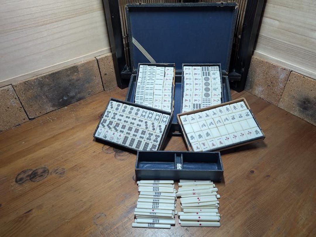 日本麻雀協会認定 麻雀牌 木箱入り レトロ ビンテージ 日本麻雀協会