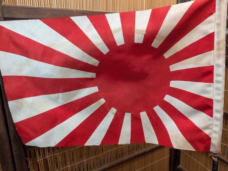 戦前 旭日旗 美品 アンティーク 1930年代 日本国旗 旭日旗 第二次世界大戦 アンティーク スタンド付き