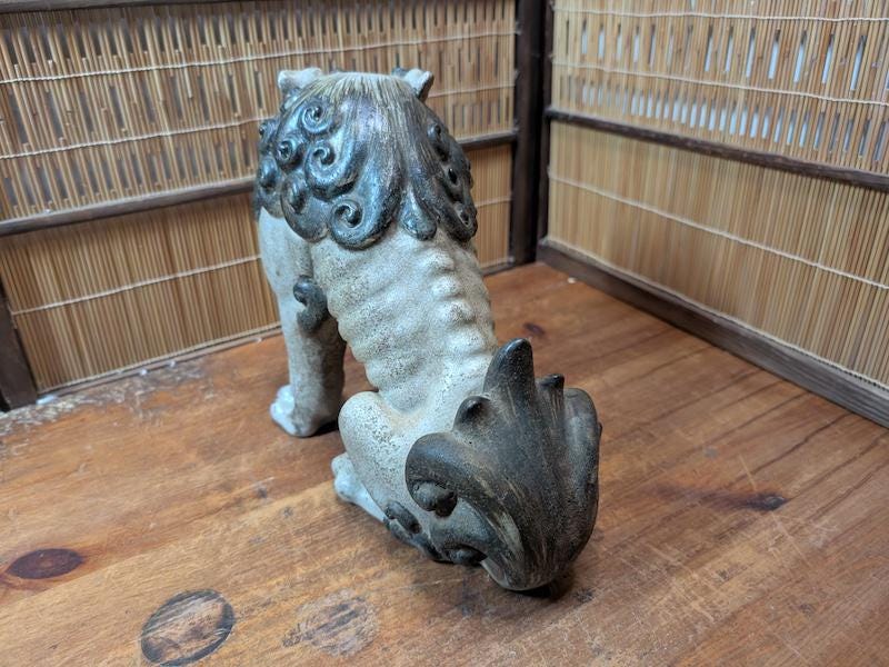 非常に希少な1800年代の日本のアンティーク狛犬シーサー守護獅子像