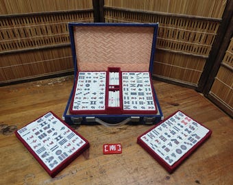 Vintage Japanese Mahjong Set Complete Riichi Game Unused Tiles Rare XX13