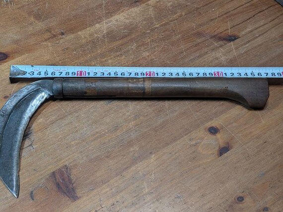 Antique 1920s Japanese Kama Sickle Signed Fukuyasu Farm Tool Japan