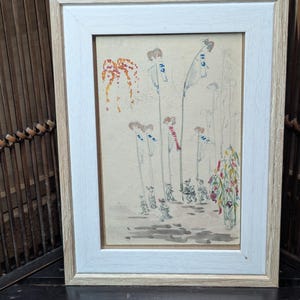 Carte postale de samouraï japonais extrêmement rare en son genre - Taisho 11 (1922) - Signée - encadrée F29