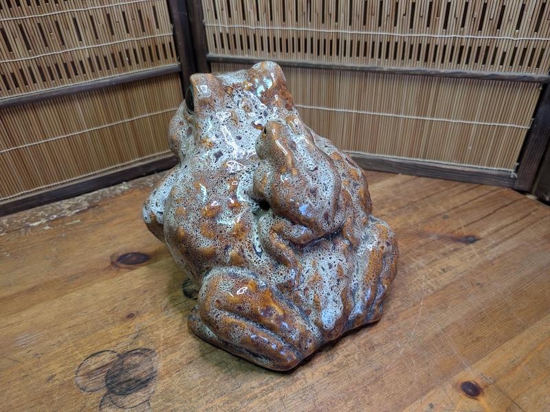 希少な1970年代の日本製信楽焼カエル像ヴィンテージ陶器置物日本