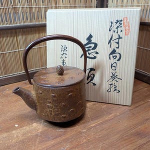 Vintage Japanese Nambu Cast Iron Teapot – 1970s |Traditional Tea Ceremony Pot  Handmade & Unused With a wood box Made in Japan OO4