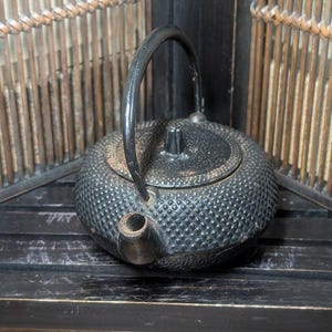 Vintage Japanische Nambu Gusseisen Teekanne 1950er Jahre Handgemacht & Unbenutzt, Authentische Handgemachte Nambu Gusseisen Teekanne Made in Japan TT4