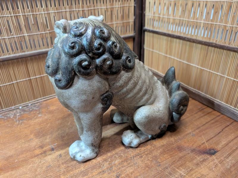非常に希少な1800年代の日本のアンティーク狛犬シーサー守護獅子像
