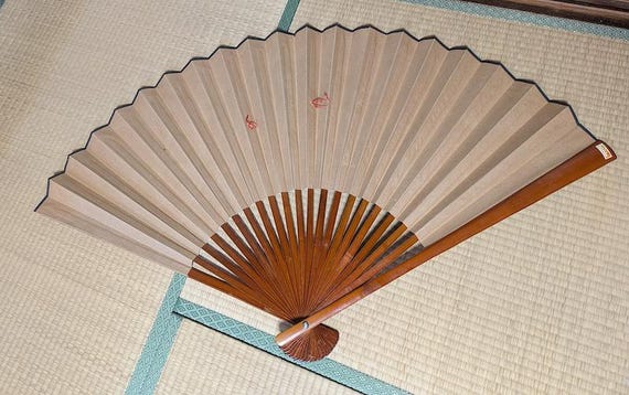Vintage Japanese Tiger Folding Fan | Gold Leaf Washi Paper Wall