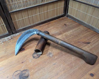 Antique 1920s Japanese Kama Sickle Signed Fukuyasu Farm Tool Japan C100