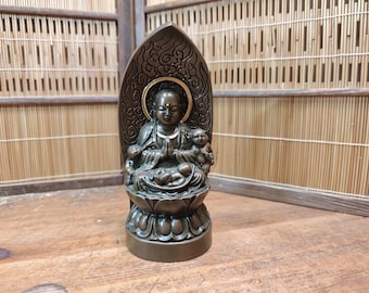 Japanese 1950s Solid Brass Fudo Myo-o Statue Naritasan Temple