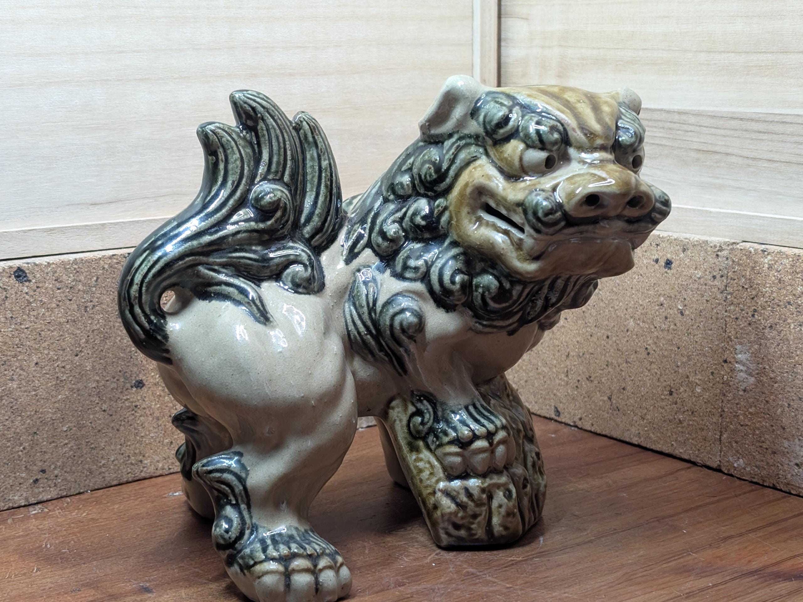 Traditional Japanese Shisa Lion Statue 1960s Handmade Okinawa