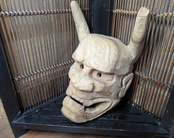 Handmade Japanese Hannya Mask Wood 2017 – Noh Demon Mask Wall Decor Rare ZZ3