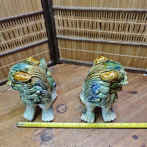 Large Okinawan Shisa Lion Pair Vintage Ceramic Guardians Japan Gov Auction C353 image 8