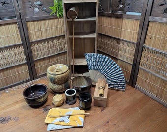 Vintage Japanese Tea Ceremony Set 1950s Chabako Box Complete Matcha Kit A19