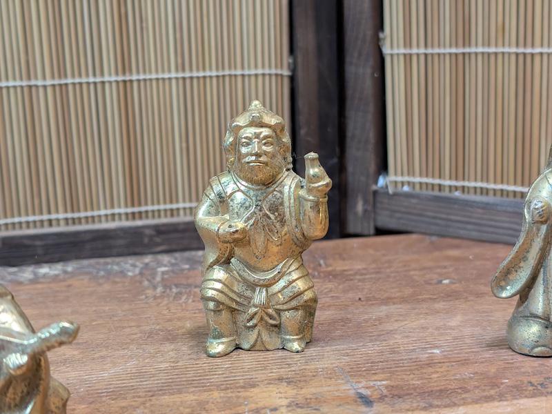 Japanese Seven Lucky Gods Shichifukujin Brass Figurine Set Antique