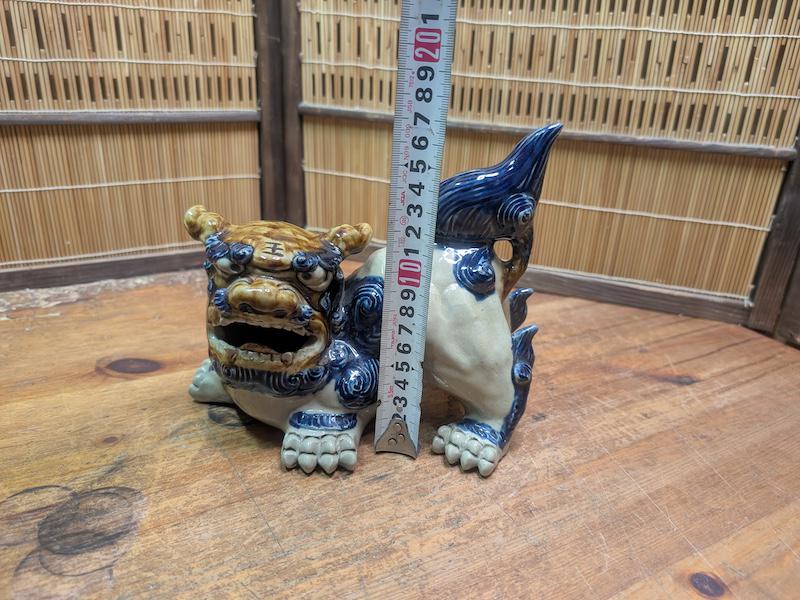 ヴィンテージ シーサー像 沖縄 右側面 男性 縁起物 日本オークション