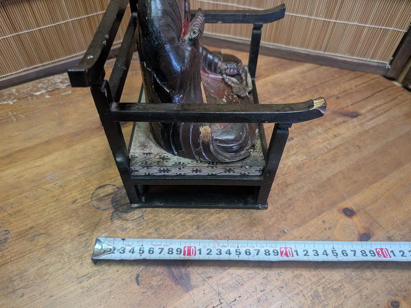 極めて希少な明治時代の日本の木製僧侶像 1800年代 手彫り