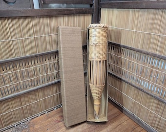 Rare 1970s Japanese Bamboo Ikebana Basket w Original Box Tea Ceremony Art QQ17