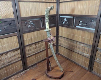 Vintage Japanese Miniature Katana 50cm Decorative Samurai Sword w Stand A22