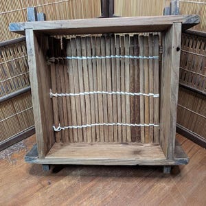 Japanese Vintage 1940s Handmade Wooden Shelf Box – Rustic Storage Display for Kitchen or Living Room – Gov Auction Find – Unique Design C86