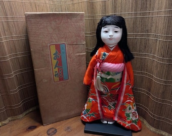11インチ アンティーク 日本の民芸 赤ちゃん 子供 女の子 粘土 木製