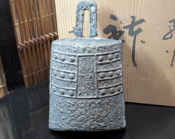Japanese Antique Bronze Hand Bell Late 1900s Buddhist Temple Bell Z9
