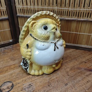 Japanese Vintage Tanuki Shigaraki Ware Pottery Raccoon Dog Statue Japan Auction UU5 image 6