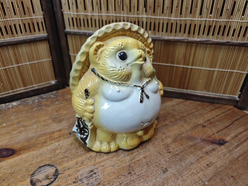 Japanese Vintage Tanuki Shigaraki Ware Pottery Raccoon Dog Statue Japan Auction UU5 image 6
