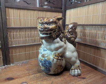 獅子頭 日本製 古漆塗り 金箔 目と歯付き 獅子舞頭 面 神楽 獅子頭