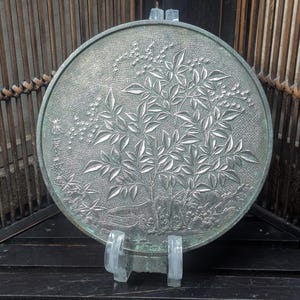 Authentischer japanischer Spiegel aus 1800er Jahre – handgefertigte, handgravierte antike Ausstellungsplatte aus Japan Gov Auktion – einzigartige und wiederverwendete Kunst E11