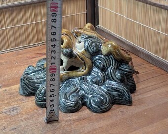 Japanese Vintage Shisa Wall Hanging Shigaraki Ware Pottery Lucky