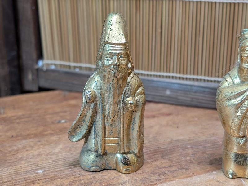 Japanese Seven Lucky Gods Shichifukujin Brass Figurine Set Antique