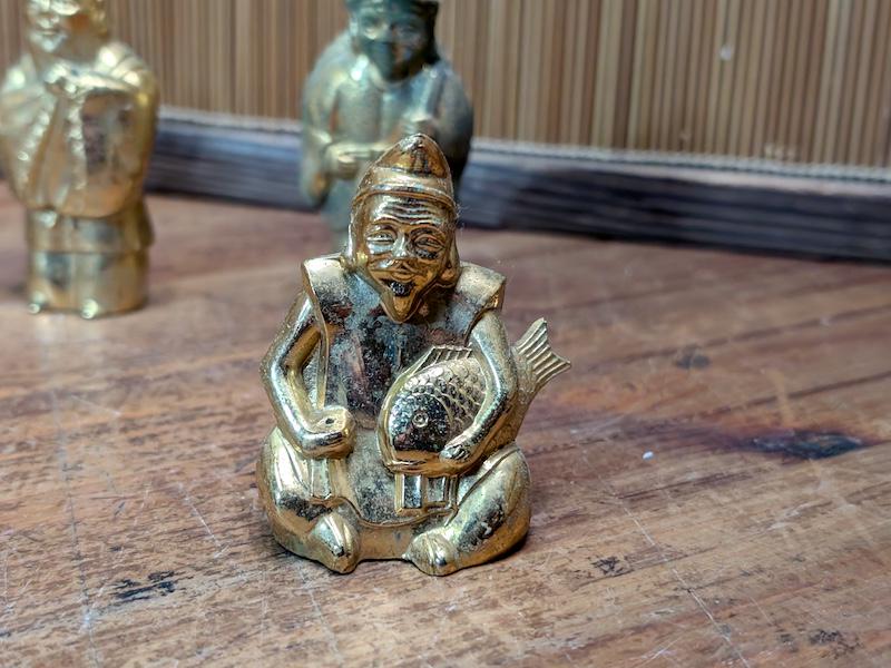 Japanese Seven Lucky Gods Shichifukujin Brass Figurine Set Antique