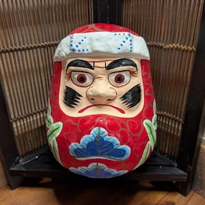 Japanese Vintage Daruma Doll • Big Size Paper Kokeshi • Hand-Painted Japanese Folk Art • Made in Japan • Rare Collectible C42