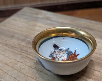 希少 1950年代 九谷焼 盃 酒器セット 24金 手描き 箱入り 日本製 E17