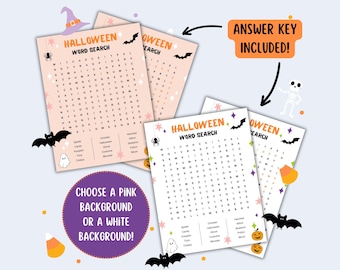 Fun Halloween Word Search Printable for Kids & Adults, Kids Fall Word Search, Word Search Puzzle