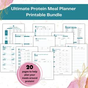 Protein Power Pack: Ultimate Protein Meal Planner Printable Bundle, Protein Food Chart, Protein Tracker, Protein Guide, Protein Diet