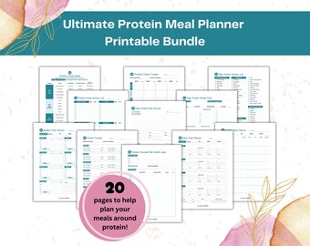 Protein Power Pack: Ultimate Protein Meal Planner Printable Bundle, Protein Food Chart, Protein Tracker, Protein Guide, Protein Diet