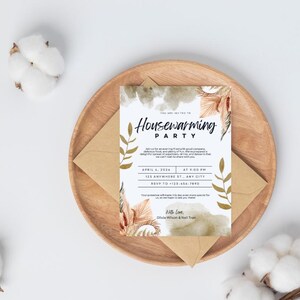 Charmante carte d'invitation à une pendaison de crémaillère, une invitation pour une nouvelle fête à la maison, téléchargement immédiat, parfaite pour les réunions d'amis et de famille