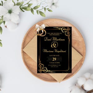 Juego de tarjetas de invitación de boda, invitaciones temáticas dulces, paquete de invitaciones personalizable, elegante juego de RSVP, tarjetas de agradecimiento a juego, invitación personalizada