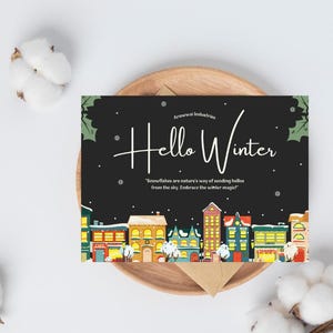 Tarjeta encantadora de saludo de invierno, tarjeta de felicitación de temporada, acogedores deseos de invierno, saludos de invierno, perfecta para amigos y familiares, tarjeta de vacaciones de invierno