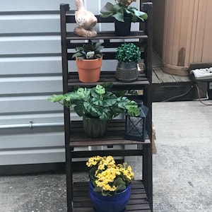 Wooden Ladder Shelf | Plant Shelf | Multiple Tired Shelf | Foldable Storage Shelf | Solid Folding Wood