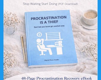 Stop Procrastinating Ebook | Productivity Guide for Women | Motivation Workbook | How to Stop Overthinking | Self Help Digital Download
