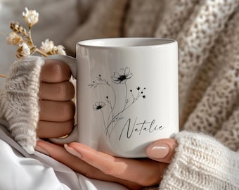 Personalisierte Blumentasse, individuelles Kaffeetassengeschenk