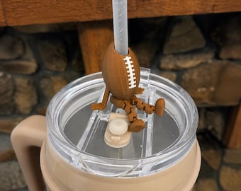 Football Buddy Straw Topper - Football Player or Mom Gift! Fits MOST Standard Straws